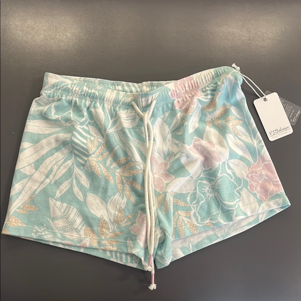 P.J. Salvage Green and Pink Athletic Shorts with Tie-Dye Design